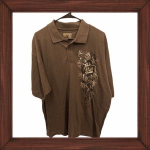 Buckwear Graphic Brown Short Sleeve Polo Shirt